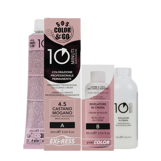 Sos Color&Go set colorazione professionale permanente in 10 minuti - 4.5 Castano mogano